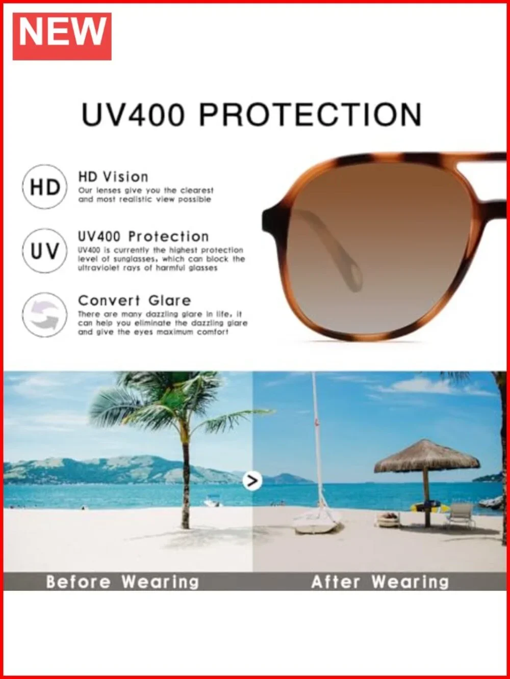 Retro Square Aviator Sunglasses with Double Bridge UV400 Protection